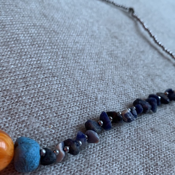 Tassel Necklace - Blue and orange beads - from Maroc - Picture 6 of 10